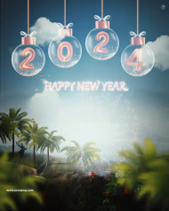 Photoshop Happy New Year 2024 Editing Background Images