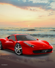 Red car beach editing background