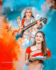 Saraswati puja girl cb editing background photoshop