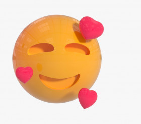 Smiling face with hearts 3d transparent png