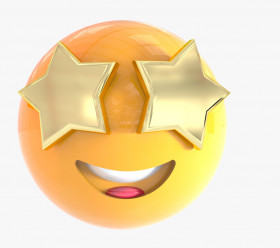 Smiling face with star eyes 3d transparent png