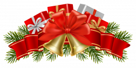Transparent Christmas Decor with Bells PNG Clipart