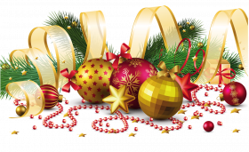 Transparent Christmas Decoration with Gold Bow PNG Picture