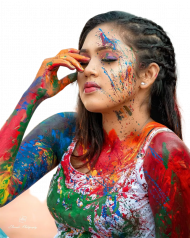 Transparent Girl PNG for Holi photo editing