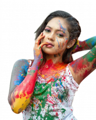 Transparent Girl PNG for Holi photo editing