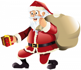 Transparent Santa Claus with Red Gift PNG Clipart