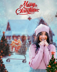 Winter girl christmas editing background hd